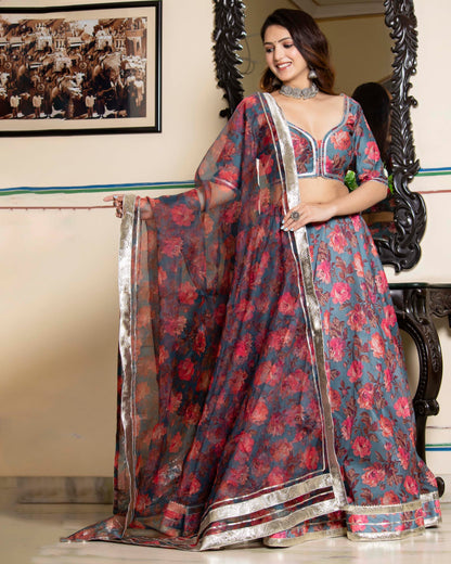 AFREEN CHANDERI LEHENGA SET