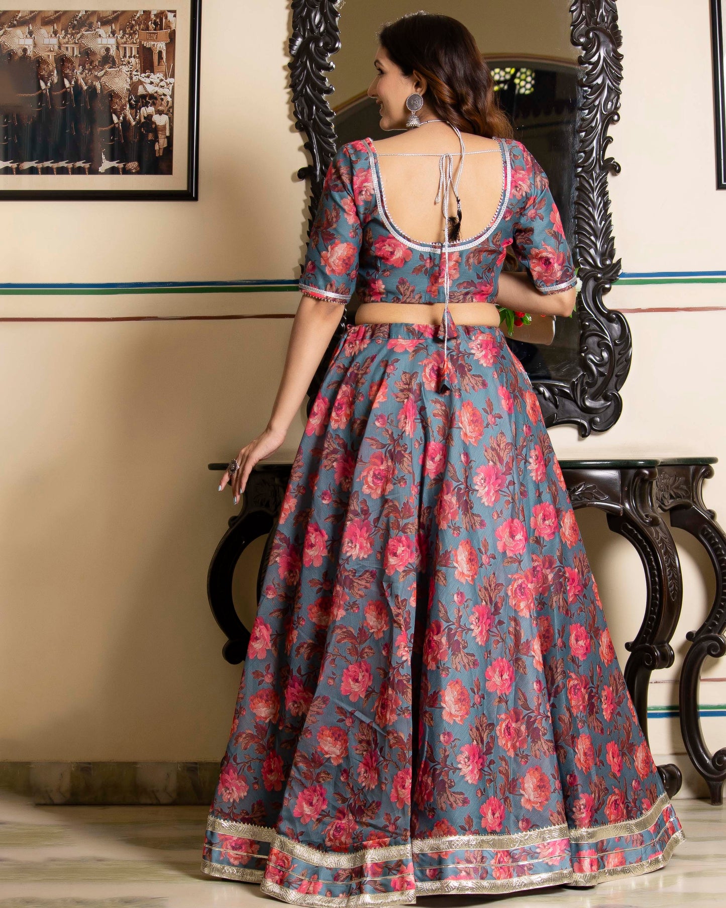 AFREEN CHANDERI LEHENGA SET