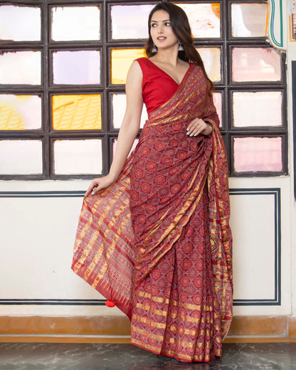 GUDHAL AJRAKH COTTON SAREE