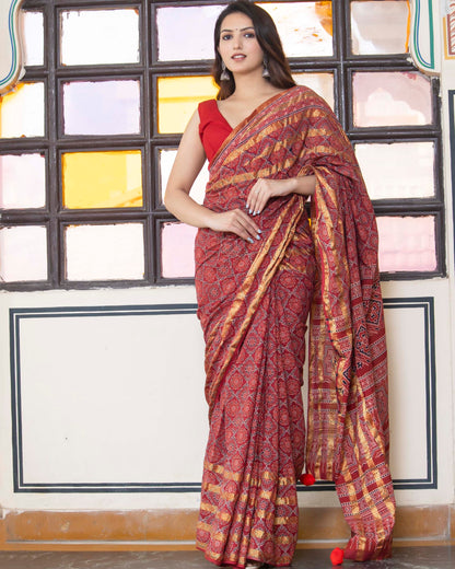 GUDHAL AJRAKH COTTON SAREE