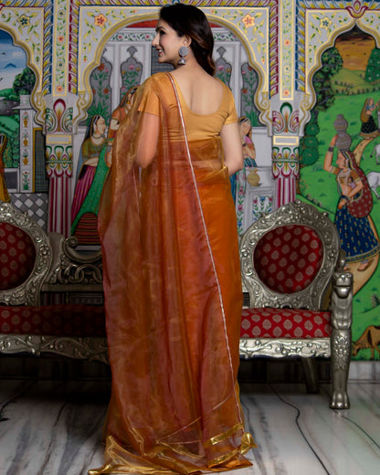 DEVI METALLIC BRONZE ORGANZA SAREE
