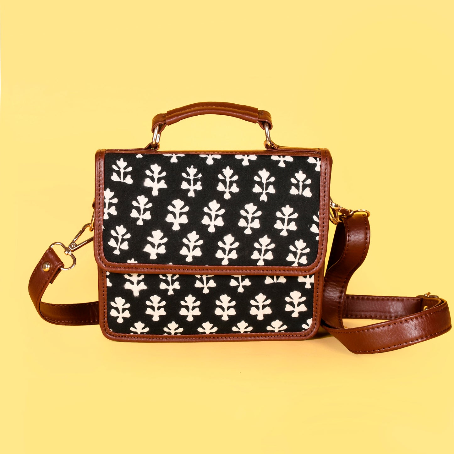 MOGRA BLACK HAND BLOCK PRINTED BAG