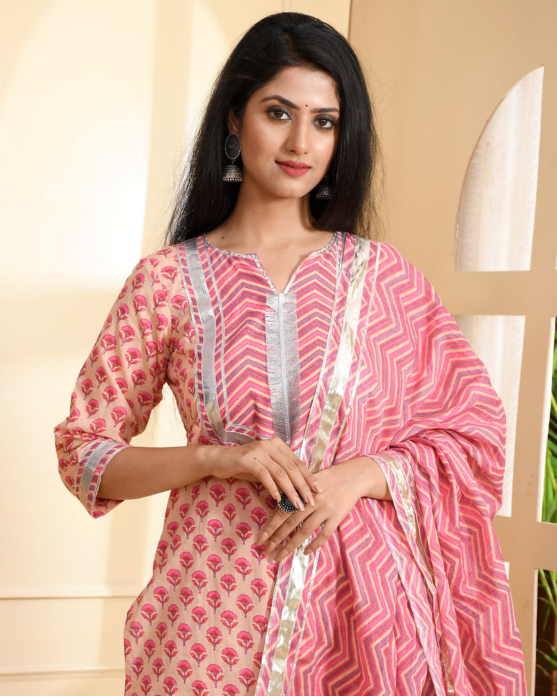 MEHER PEACH & PINK SUIT SET