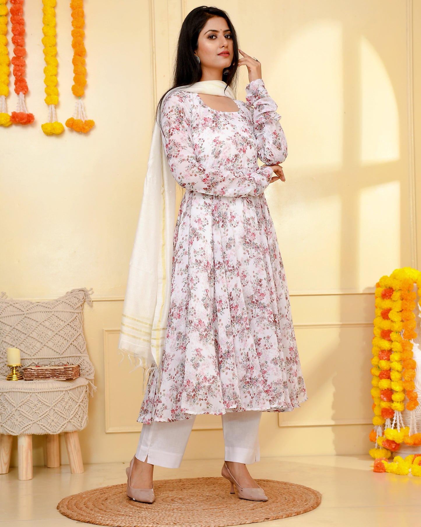 GUL WHITE GEORGETTE SUIT SET