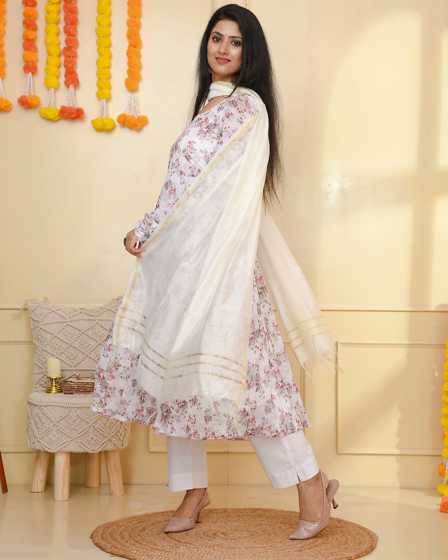 GUL WHITE GEORGETTE SUIT SET