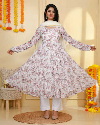 GUL WHITE GEORGETTE SUIT SET