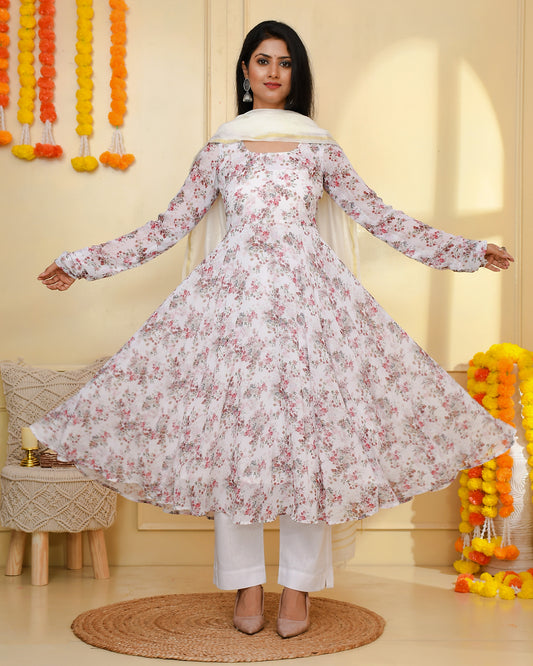 GUL WHITE GEORGETTE SUIT SET