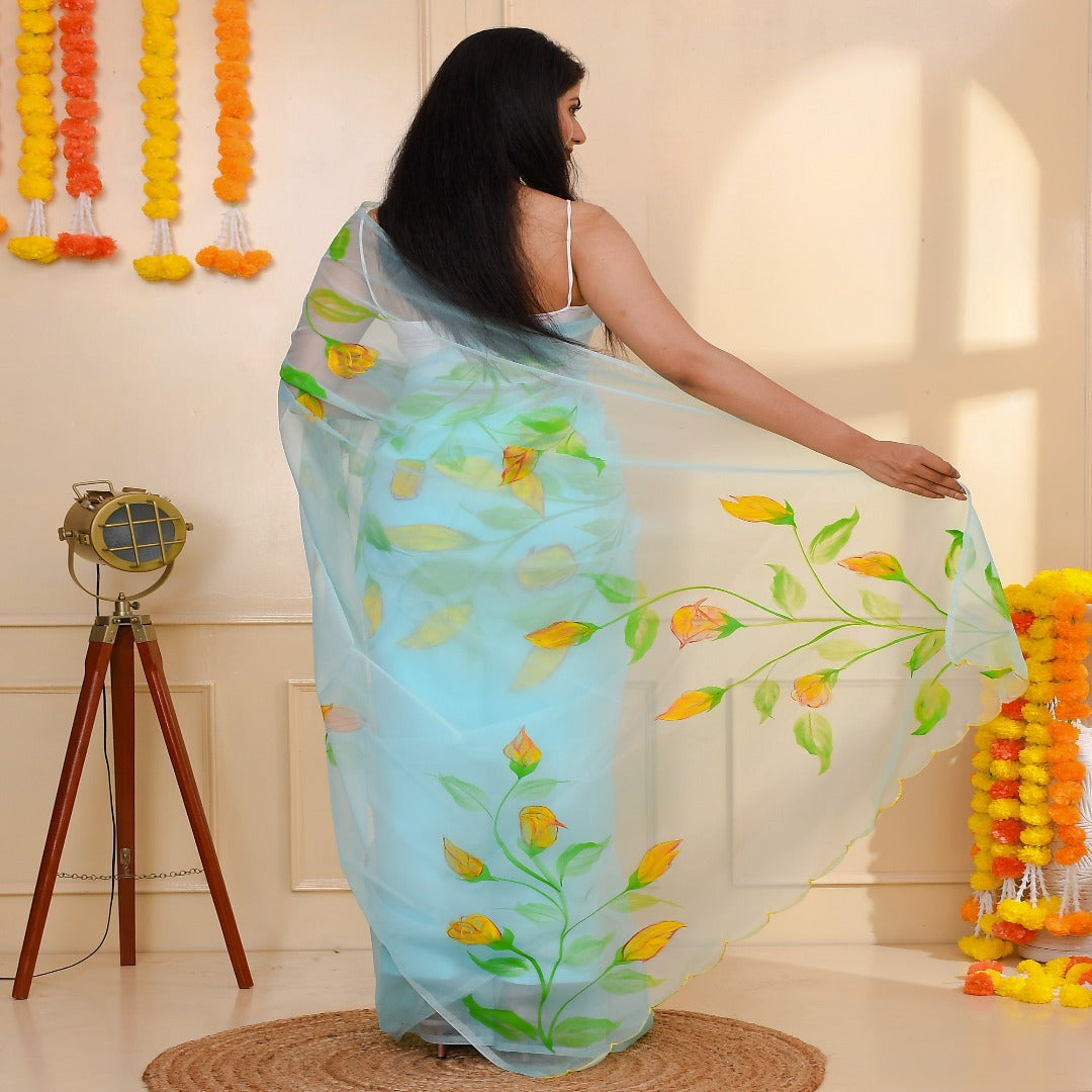 ABHANERI HAND PAINTED SAREE