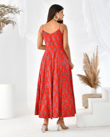 CANDY FLORAL  RED COTTON DRESS
