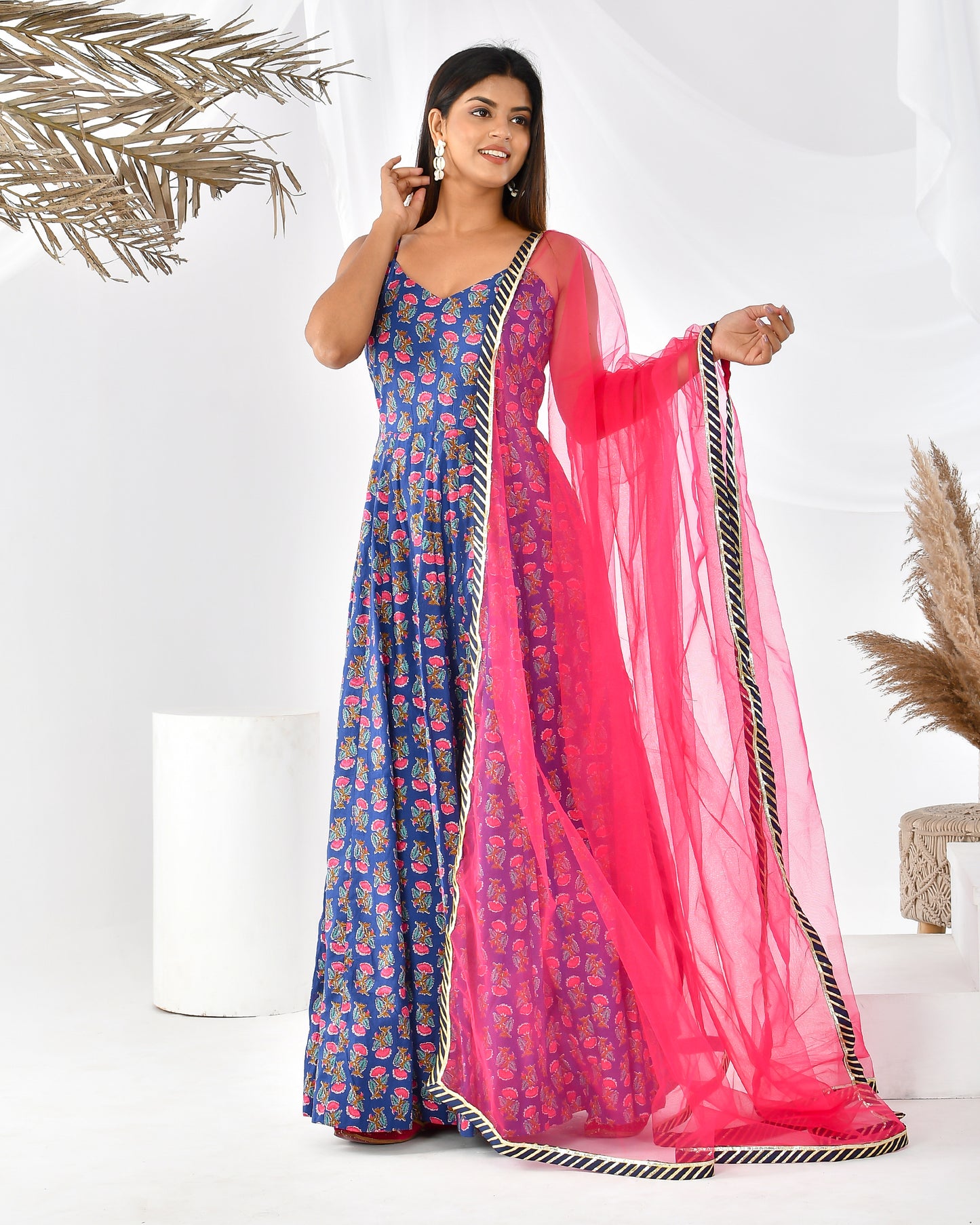 ZURI  BLUE FLOOR LENGTH SET