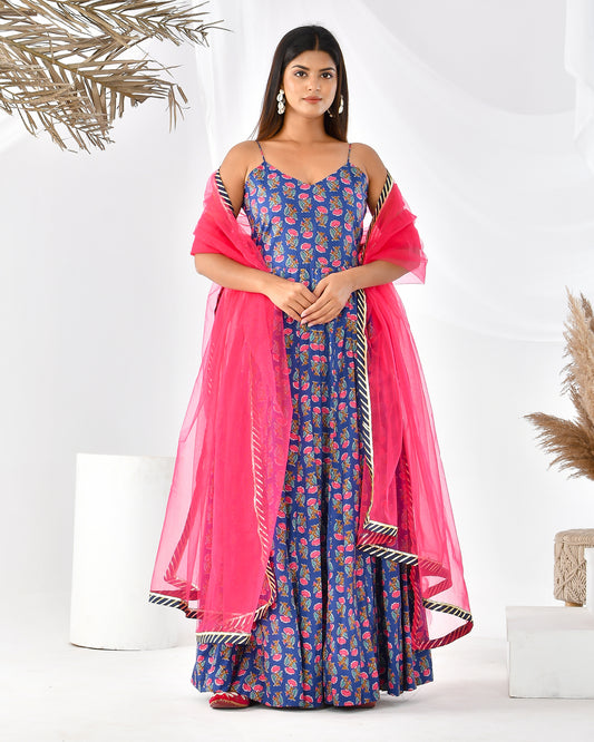 ZURI  BLUE FLOOR LENGTH SET