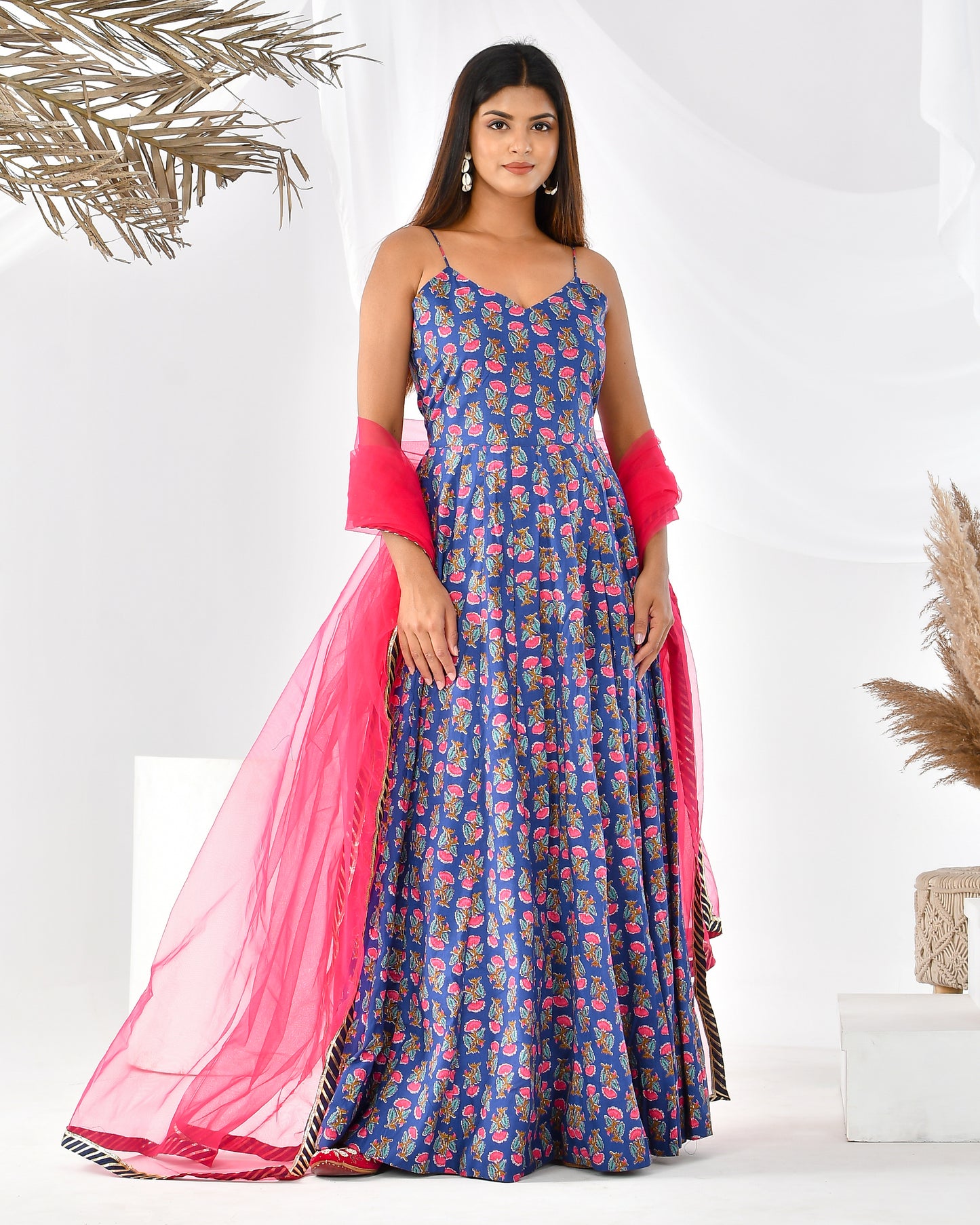 ZURI  BLUE FLOOR LENGTH SET
