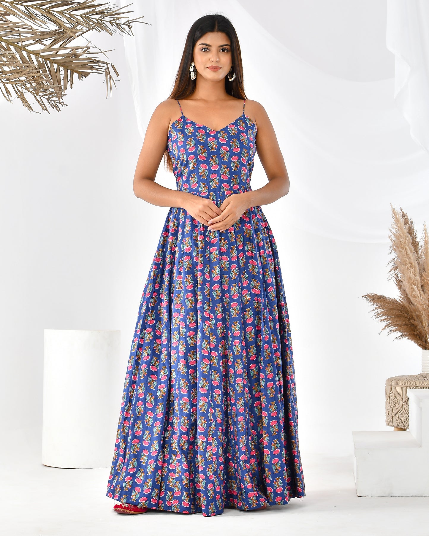 ZURI  BLUE FLOOR LENGTH SET