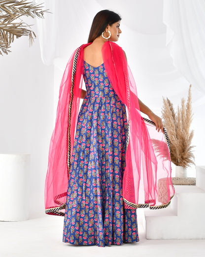 ZURI  BLUE FLOOR LENGTH SET