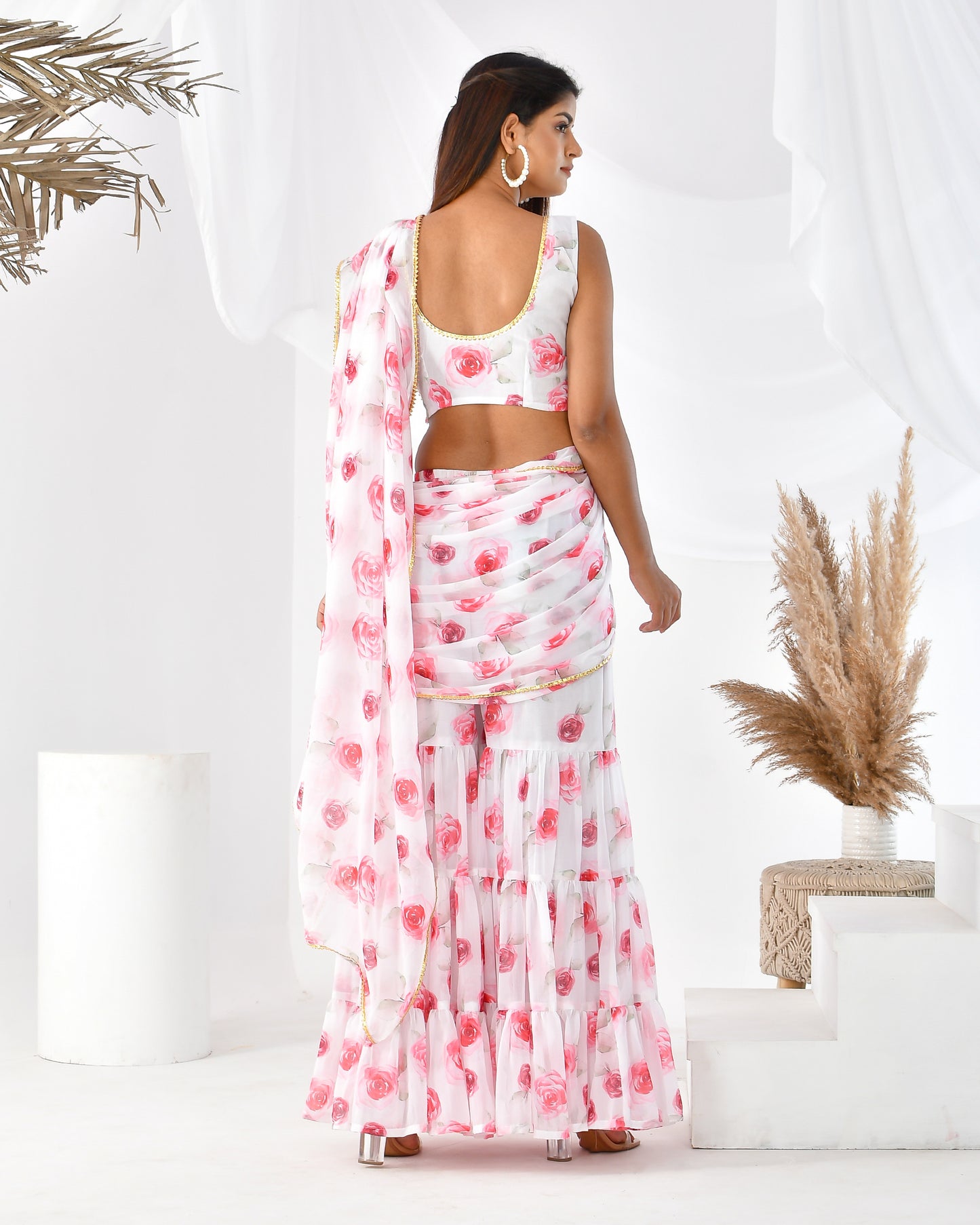 GARDEN ROSE FUSION SAREE