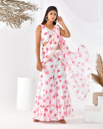 GARDEN ROSE FUSION SAREE