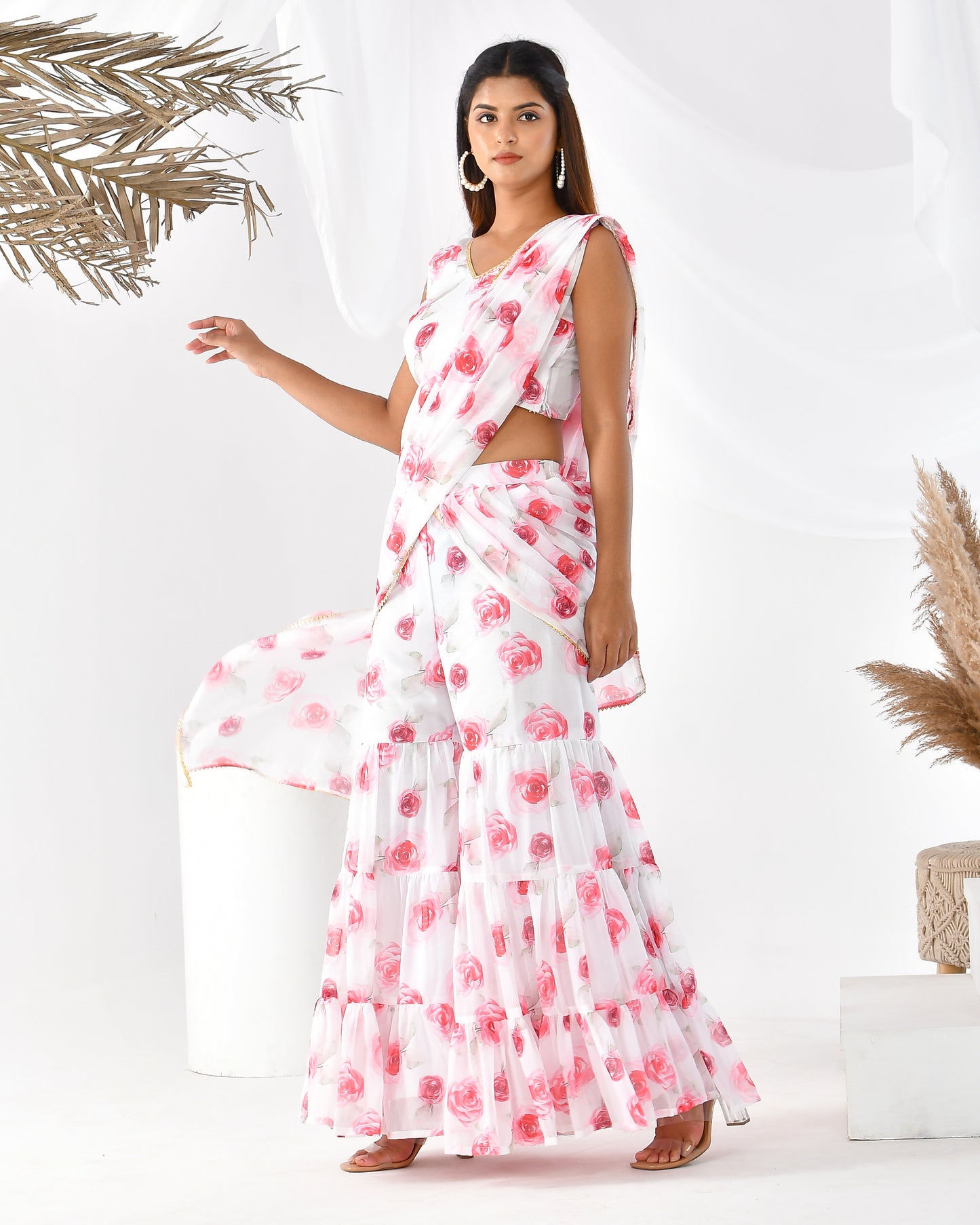 GARDEN ROSE FUSION SAREE