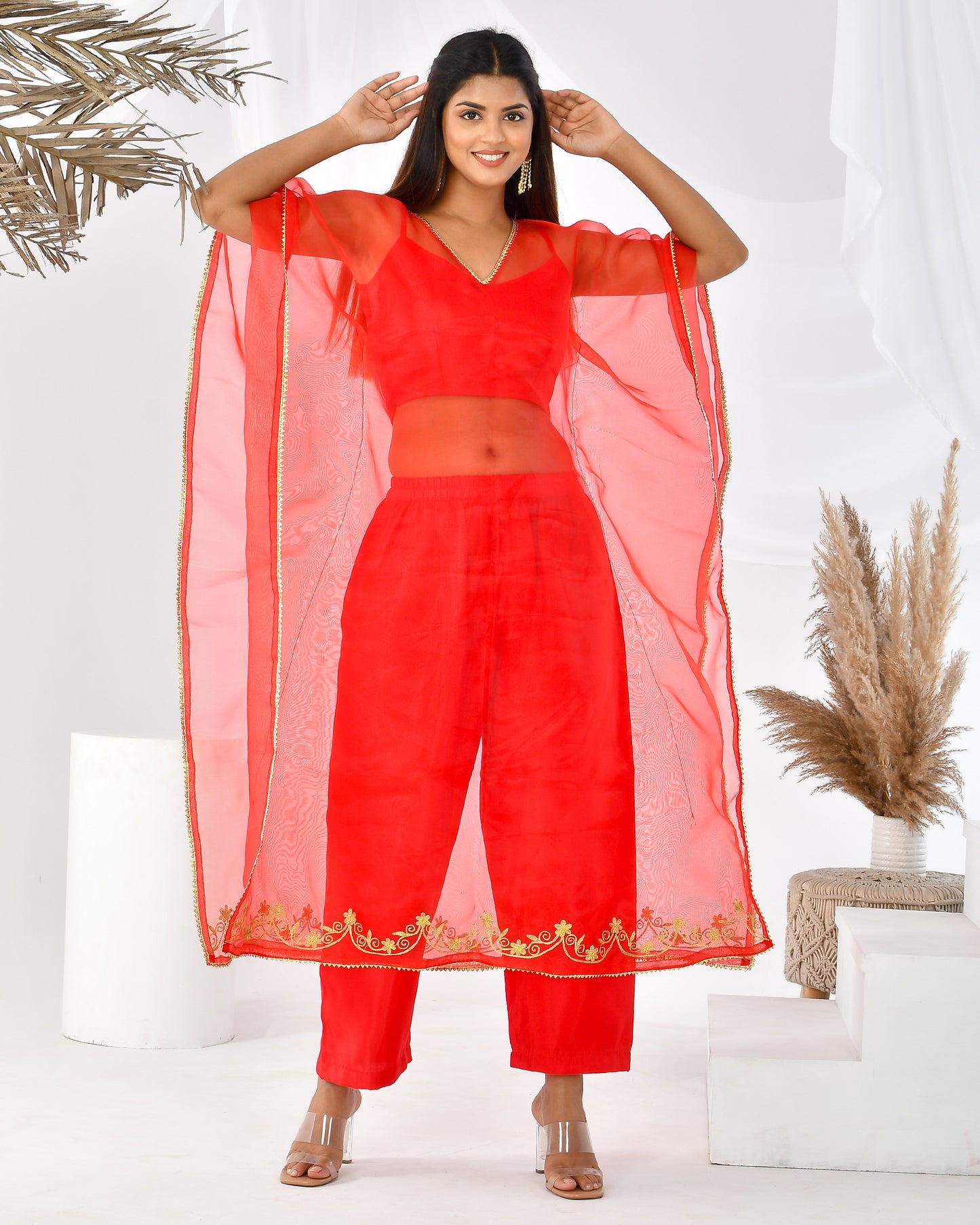 RED DAISY KAFTAN SET