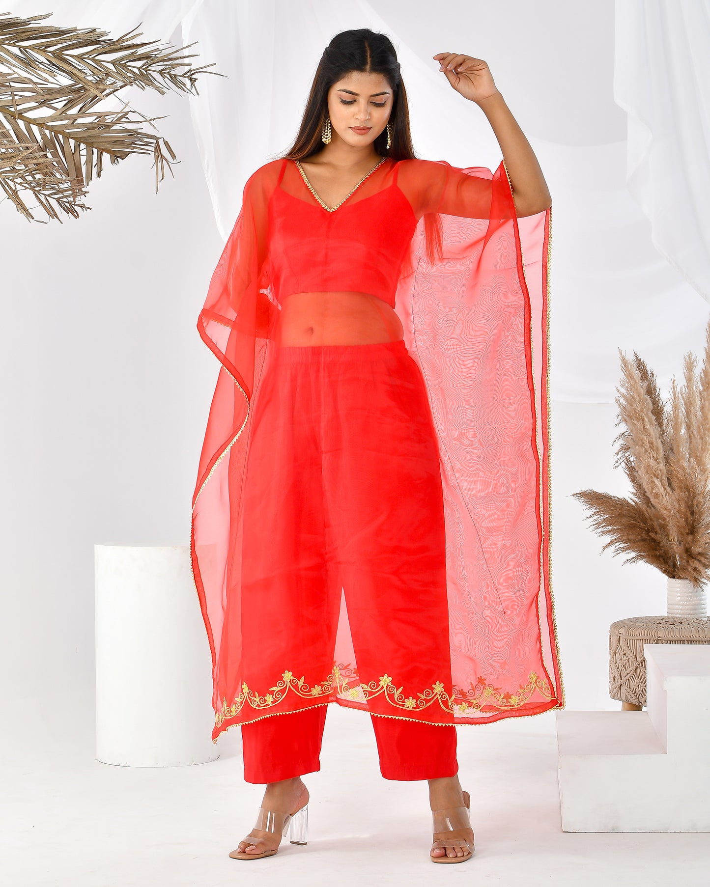 RED DAISY KAFTAN SET