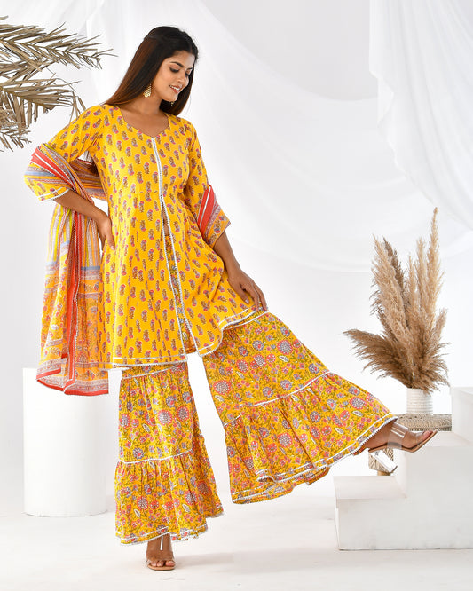 ANIKA YELLOW SHARARA SET