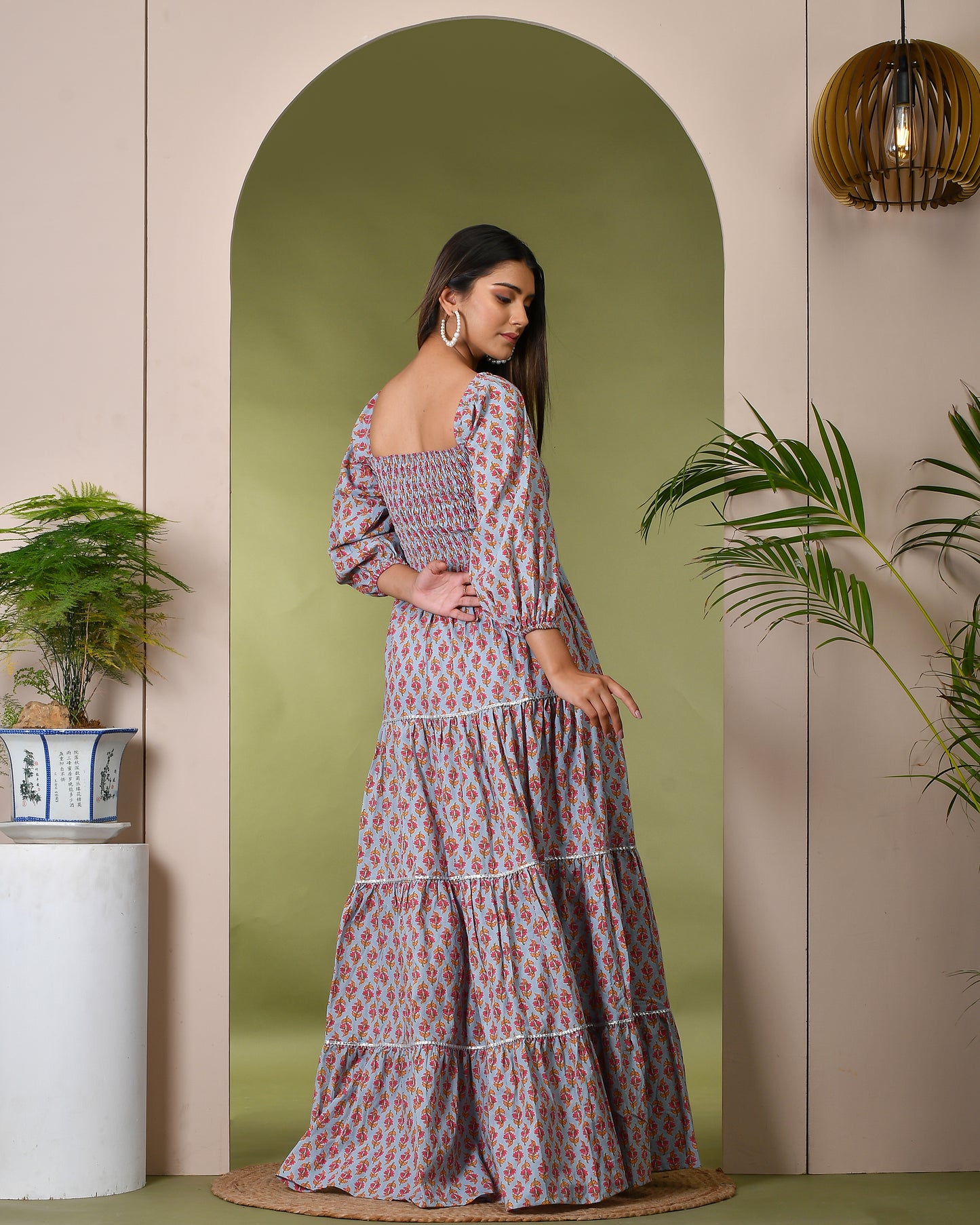 FROST BLUE COTTON MAXI DRESS