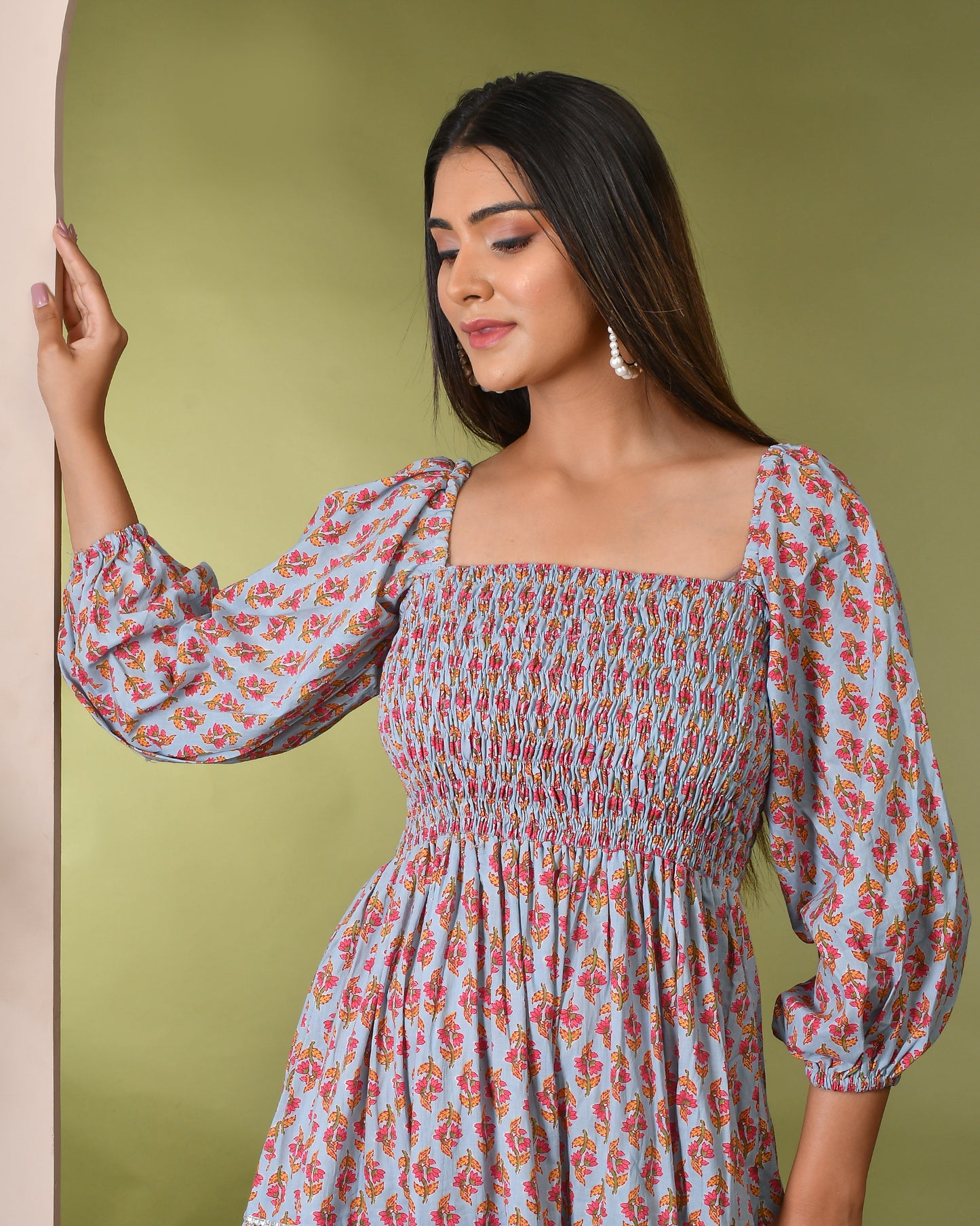 FROST BLUE COTTON MAXI DRESS