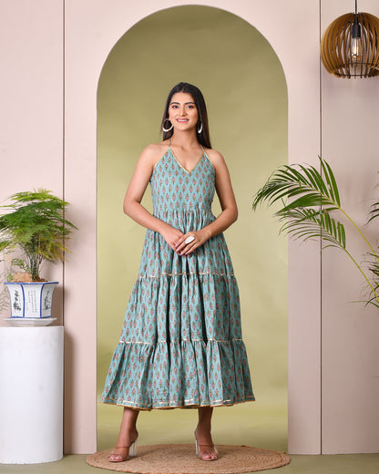 BROOK GREEN COTTON DRESS