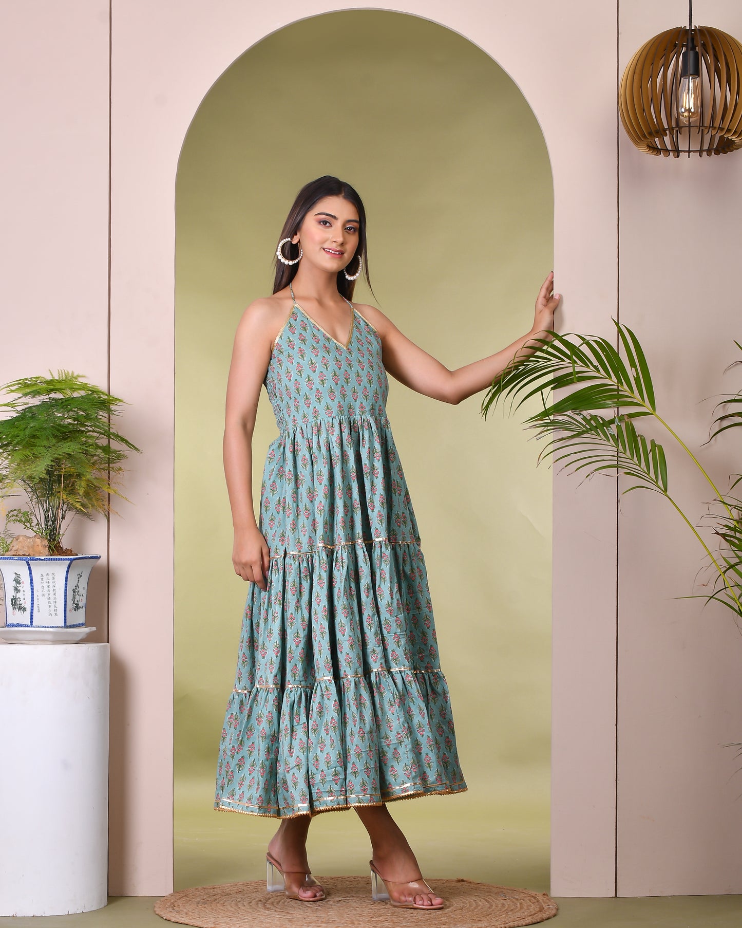 BROOK GREEN COTTON DRESS