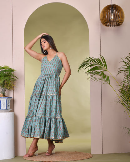 BROOK GREEN COTTON DRESS