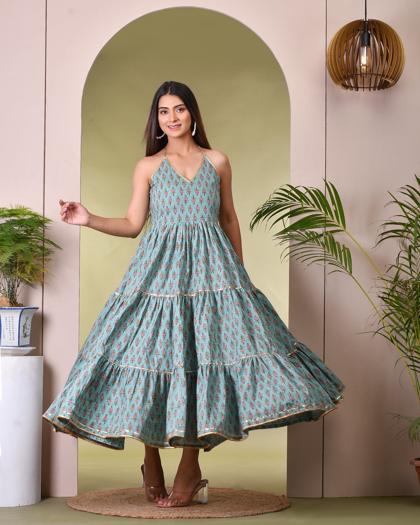 BROOK GREEN COTTON DRESS