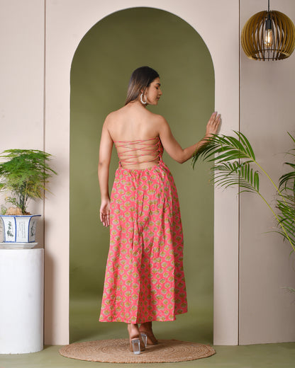 LIGHT CORAL STRAPLESS DRESS