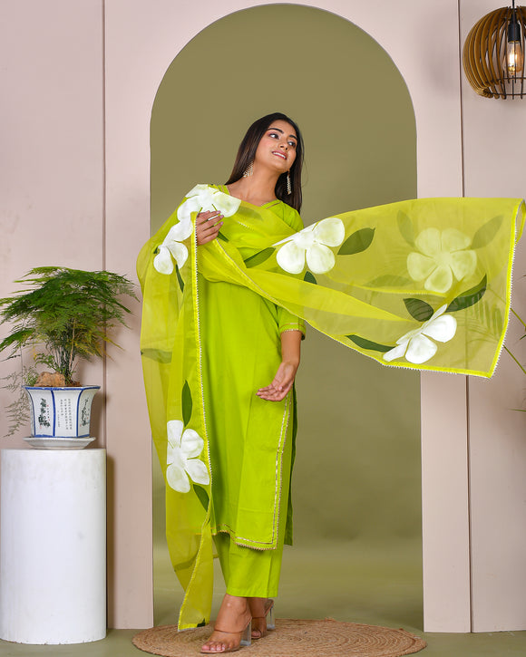 Buy Lime Green Kurta Suit Sets for Women by AVAASA SET Online | Ajio.com