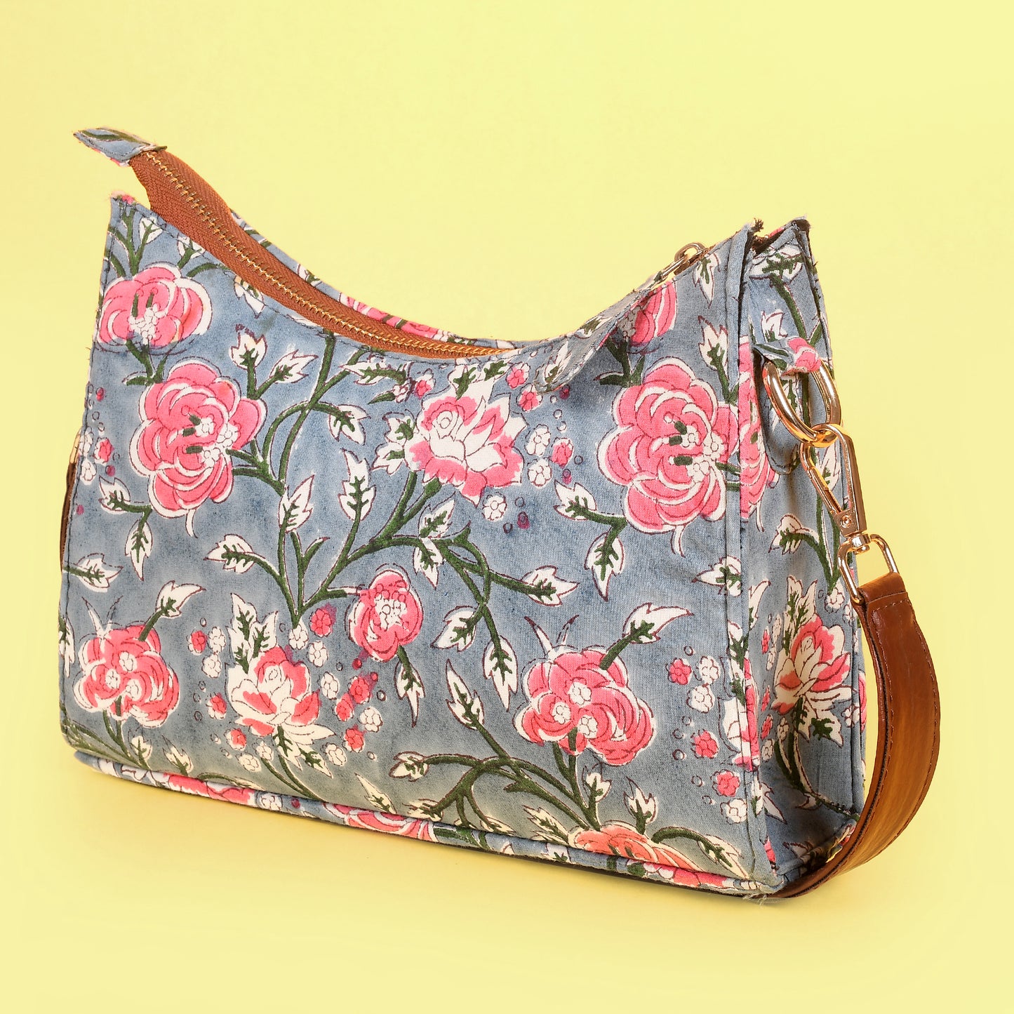 TOPAZ GREY HANDBLOCK PRINTED BAG