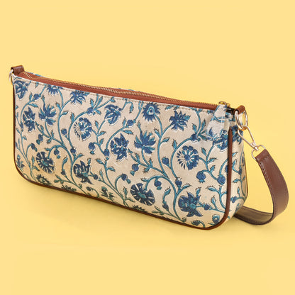 FLORAL BEIGE BAGUETTE BAG