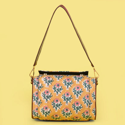 BURLY WOOD HANDBLOCK PRINTED BAG