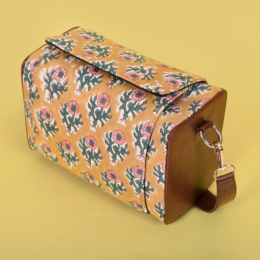 BURLY WOOD HANDBLOCK PRINTED BAG