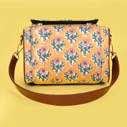 BURLY WOOD HANDBLOCK PRINTED BAG