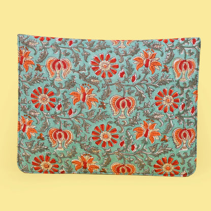 TIFFANY BLUE HAND BLOCK PRINTED LAPTOP SLEEVE