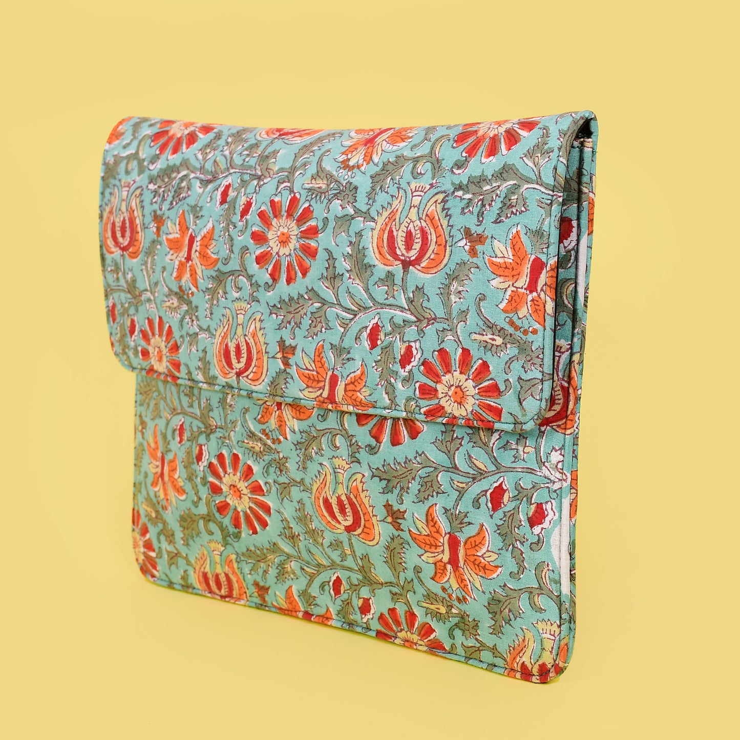TIFFANY BLUE HAND BLOCK PRINTED LAPTOP SLEEVE
