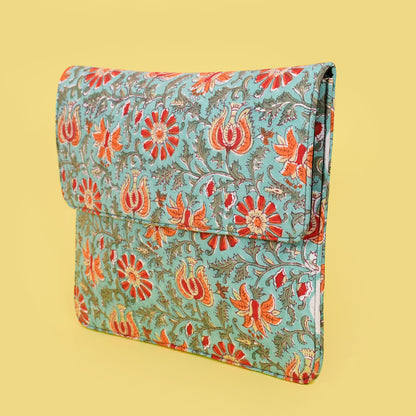 TIFFANY BLUE HAND BLOCK PRINTED LAPTOP SLEEVE