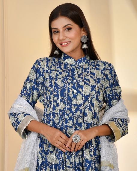 FALAK BLUE KALIDAR SUIT SET