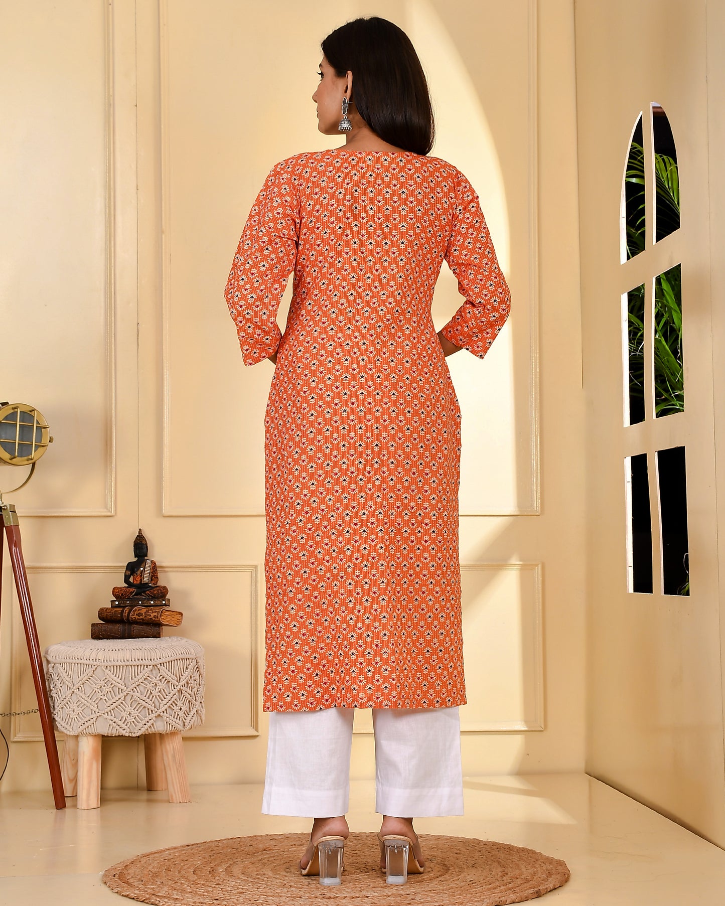 TANGERINE AJRAK SUIT SET