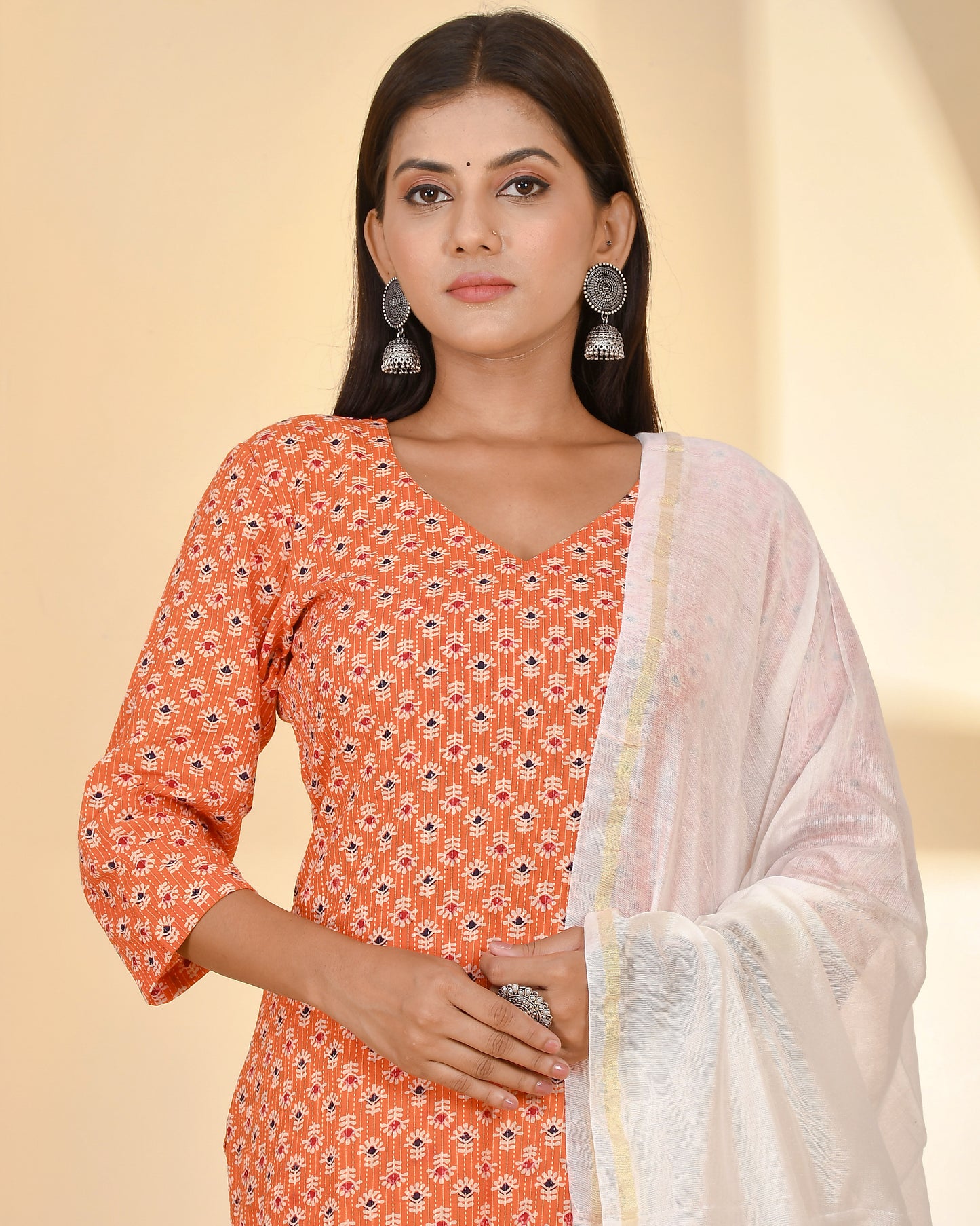 TANGERINE AJRAK SUIT SET