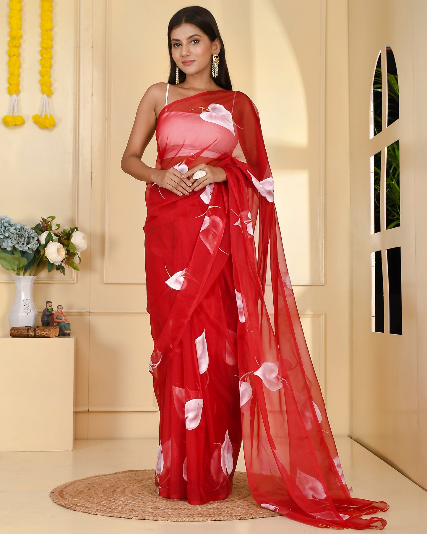 BURGUNDY HAND PAINTED SAREE