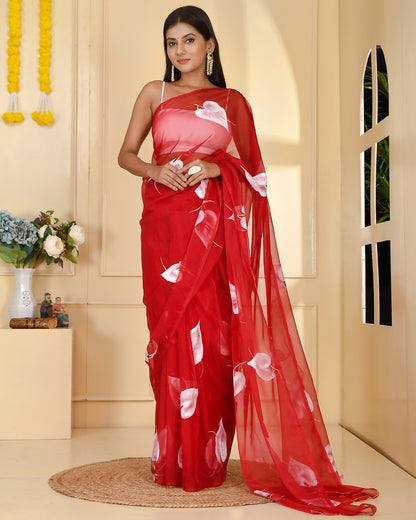 BURGUNDY HAND PAINTED SAREE