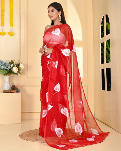 BURGUNDY HAND PAINTED SAREE