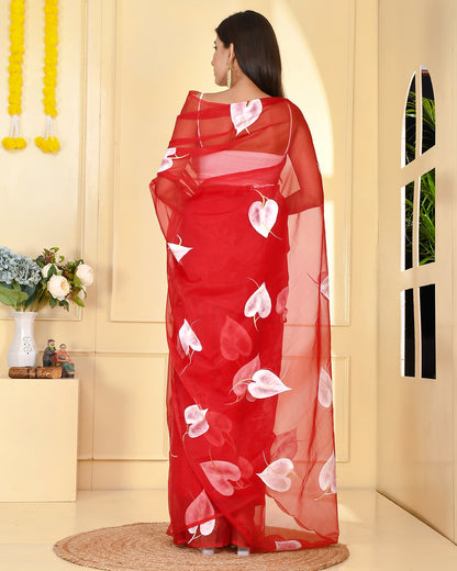 BURGUNDY HAND PAINTED SAREE