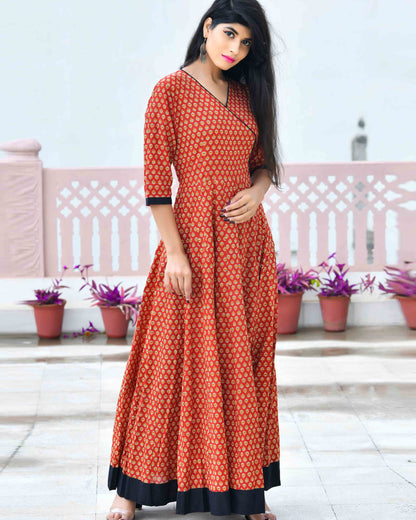 MOHINA MAROON FLOOR LENGTH DRESS