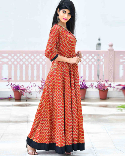 MOHINA MAROON FLOOR LENGTH DRESS