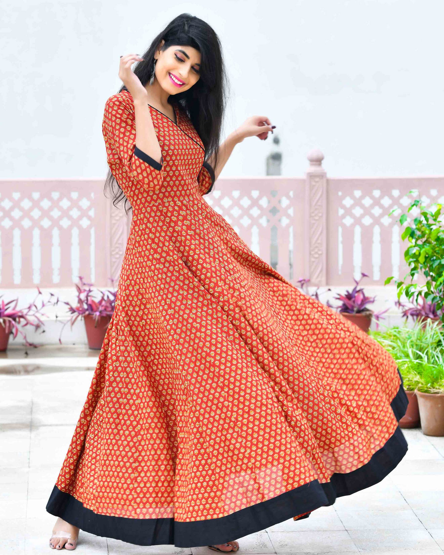 MOHINA MAROON FLOOR LENGTH DRESS